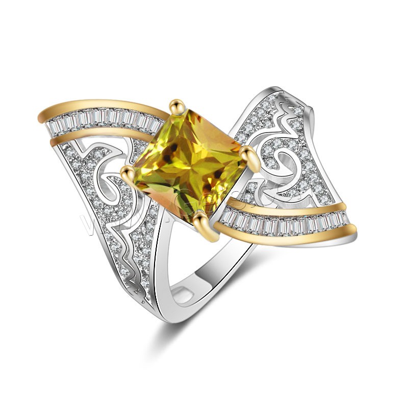 Circón cúbico anillo de dedo de latón, metal, chapado, diverso tamaño para la opción & para mujer & con circonia cúbica, 29.3, Vendido por UD