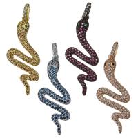 Animal Brass Pendants, Snake, plated, micro pave cubic zirconia Approx 