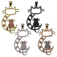 Animal Brass Pendants, Cat, plated, micro pave cubic zirconia Approx 4mm 