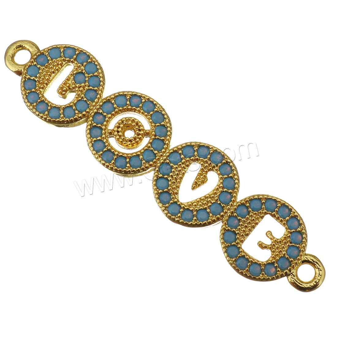 Zircon pavent Laiton Connector, Placage, pavé de micro zircon & boucle de 1/1, plus de couleurs à choisir, 34x7x2mm, Trou:Environ 1mm, Vendu par PC