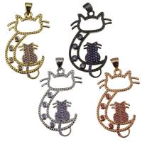 Animal Brass Pendants, Cat, plated, micro pave cubic zirconia Approx 