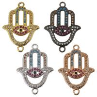 Cubic Zirconia Micro Pave Brass Connector, Hamsa, micro pave cubic zirconia & 1/1 loop Approx 2mm 