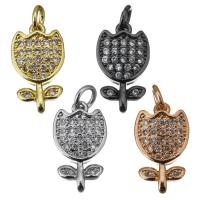 Brass Flower Pendants, Bouquet, plated, micro pave cubic zirconia Approx 2.5mm 