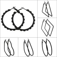 Mode Eisen Prise Kreis Ohrringe, Einbrennlack, verschiedene Größen vorhanden & verschiedene Stile für Wahl & für Frau, schwarz, verkauft von Paar