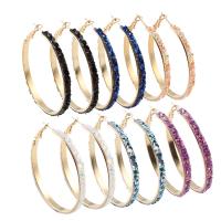 Zinc Alloy Hoop Earring, with Sequins, stainless steel post pin, gold color plated, for woman lead & cadmium free 