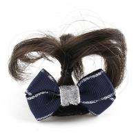 Plastic Hair Accessories, with Artificial Fibre & Cloth, Bowknot, for woman, blue 