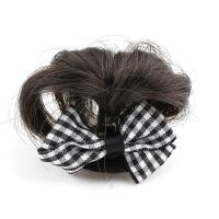 Plastic Hair Accessories, with Artificial Fibre & Cloth, Bowknot, for woman, white and black 