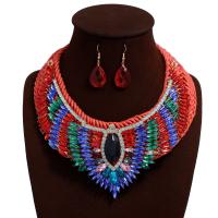 Fashion Zinc Alloy Jewelry Sets, earring & necklace, with Gemstone, plated 80mm Approx 14.96 3.9 Inch 