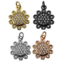 Brass Flower Pendants, plated, micro pave cubic zirconia Approx 2.5mm 