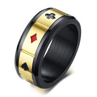 ステンレス 指輪, ポーカー, メッキ, 異なるサイズの選択 & 男性用 & エナメル, 8mm, 2mm, サイズ:8-12, 売り手 パソコン