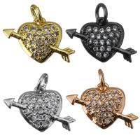 Brass Heart Pendants, plated, micro pave cubic zirconia Approx 2.5mm 