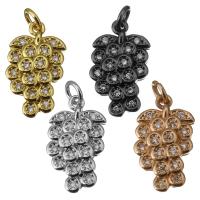 Brass Fruit Pendants, Grape, plated, micro pave cubic zirconia Approx 2.5mm 