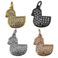Animal Brass Pendants, Duck, plated, micro pave cubic zirconia Approx 2.5mm 