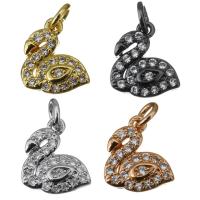 Animal Brass Pendants, Swan, plated, micro pave cubic zirconia Approx 2.5mm 