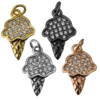 Cubic Zirconia Micro Pave Brass Pendant, Ice Cream, plated, micro pave cubic zirconia Approx 2.5mm 