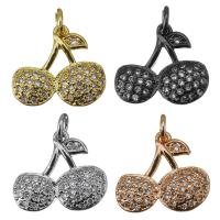 Brass Fruit Pendants, Cherry, plated, micro pave cubic zirconia Approx 2.5mm 