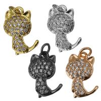 Animal Brass Pendants, Cat, plated, micro pave cubic zirconia Approx 2.5mm 