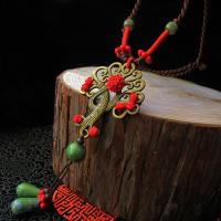 Porcelain Sweater Chain Necklace, Brass, with Porcelain & Cinnabar, Tree, antique copper color plated, handmade & for woman Approx 31.50 Inch 