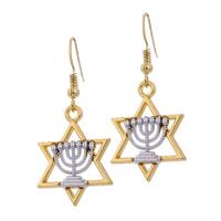 Zinc Alloy Drop Earring, Hexagram, gold color plated, vintage & for woman 
