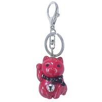 Zinc Alloy Key Chain Jewelry, with Acrylic, Fortune Cat, platinum color plated, handmade & for woman 