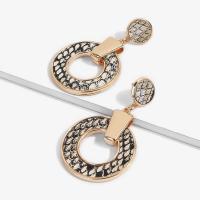 Zinc Alloy Drop Earring, with PU Leather, gold color plated, for woman & snakeskin pattern 