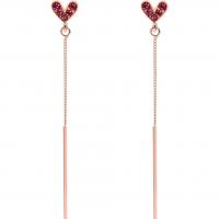 Zinc Alloy Drop Earring, Heart, rose gold color plated, micro pave rhinestone & for woman 