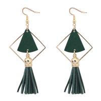 Fashion Tassel Earring, Brass, with Wood, gold color plated, folk style & for woman 