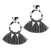 Fashion Tassel Earring, Acetate, with Polyester Yarns, gold color plated, geometric & for woman 
