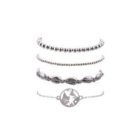 Zinc Alloy Bracelet Set, bracelet, with Shell, with 5cm extender chain, platinum color plated, 4 pieces & Unisex Approx 7.09 Inch 