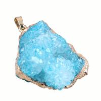 Natural Agate Druzy Pendant, Ice Quartz Agate, plated & for woman 30-40mm 