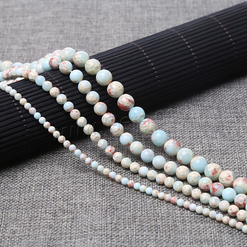Shoushan Stein Perle, rund, poliert, verschiedene Größen vorhanden, Bohrung:ca. 1mm, verkauft von Strang