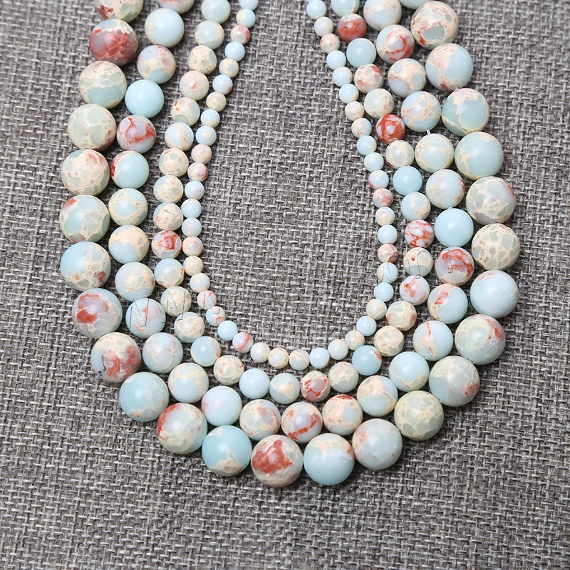 Shoushan Stein Perle, rund, poliert, verschiedene Größen vorhanden, Bohrung:ca. 1mm, verkauft von Strang
