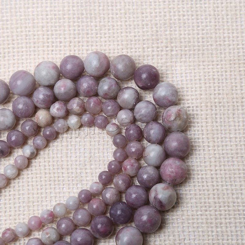 Lila Perlen, Flieder Perlen, rund, poliert, verschiedene Größen vorhanden, Bohrung:ca. 1mm, verkauft von Strang