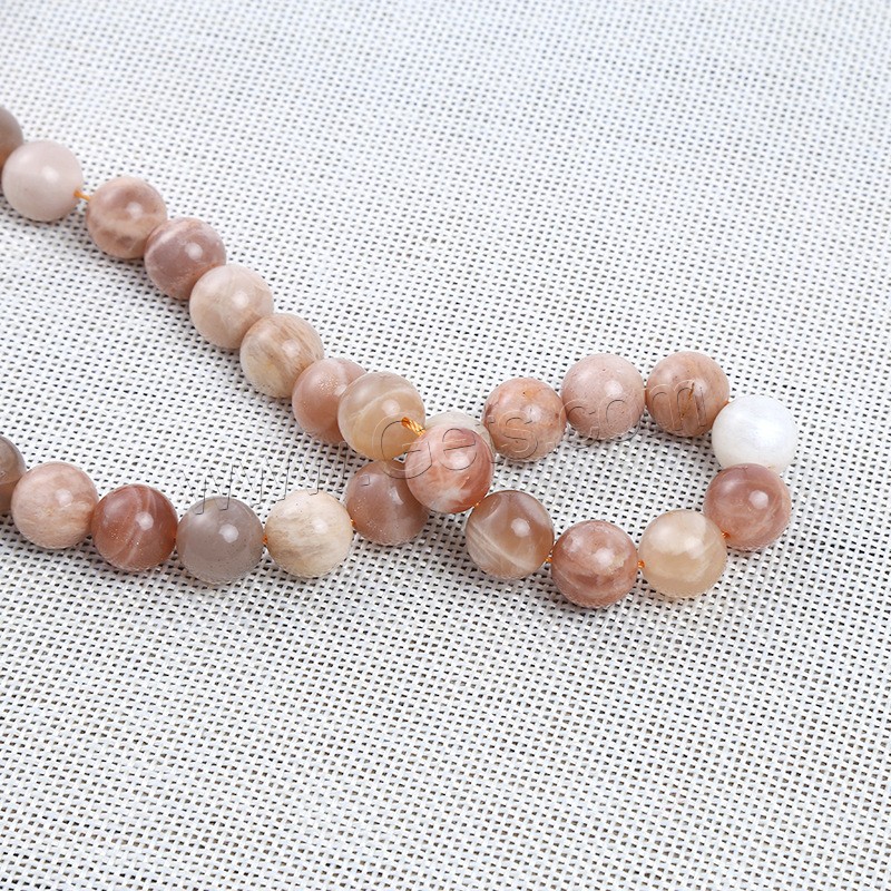 Sonnenstein Perle, rund, poliert, verschiedene Größen vorhanden, Bohrung:ca. 1mm, verkauft von Strang