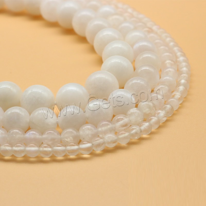 Natural Moonstone Beads, polished, different size for choice, white, Hole:Approx 1mm, Sold By Strand