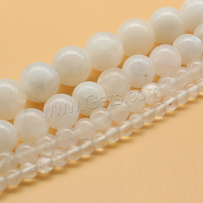 Natural Moonstone Beads, polished, different size for choice, white, Hole:Approx 1mm, Sold By Strand