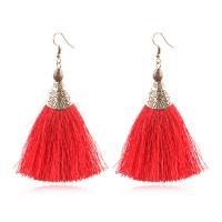 Fashion Tassel Earring, Cloth, Geometrical Pattern, silver color plated, for woman 