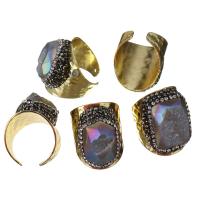 Ice Quartz Agate Cuff Finger Ring, random style, metallic color plated, 29mm, US Ring 