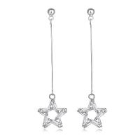 Cubic Zirconia Micro Pave Brass Earring, Star, platinum plated, micro pave cubic zirconia & for woman 