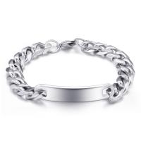 Stainless Steel Bracelet, twist oval chain & for man, original color, 11mm, 2.5mm Approx 8.7 Inch 