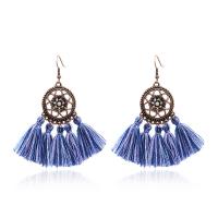 Fashion Tassel Earring, Zinc Alloy, with Caddice, Flower, antique bronze color plated, for woman, nickel, lead & cadmium free 