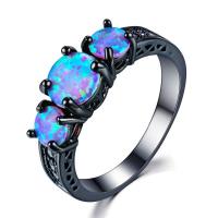 Rhinestone Zinc Alloy Finger Ring, with Opal, silver color plated & for woman & with rhinestone, nickel, lead & cadmium free 