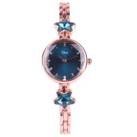 Fashion Watch Bracelet, PU Leather, with Alloy & Glass, Chinese movement, rose gold color plated, for woman nickel, lead & cadmium free Approx 8.2 Inch 
