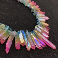 Placage électrophorèse perles de quartz, Cristal naturel, Placage coloré, 24-40mm Environ 1mm, Environ Vendu par brin