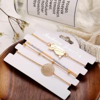 Zinc Alloy Bracelet Set, with 2inch extender chain, gold color plated, 4 pieces & round link chain & ball chain & for woman Approx 8 Inch 