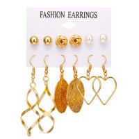 Zinc Alloy Earring Set, Stud Earring & earring, with 2inch extender chain, gold color plated, 6 pieces & for woman, 8mm, 10mm, 45mm, 50mm, 70mm Approx 8 Inch 