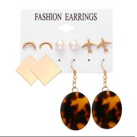 Zinc Alloy Earring Set, with Acrylic, gold color plated, 5 pieces & for woman, 8mm, 10mm, 17mm, 55mm Approx 6-7 Inch 