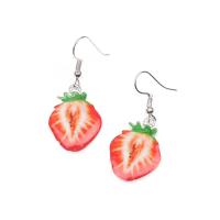 Zinc Alloy Drop Earring, Strawberry, for woman nickel, lead & cadmium free Approx 1.6 Inch 