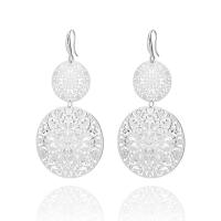 Zinc Alloy Drop Earring, Round, silver color plated, for woman, nickel, lead & cadmium free 
