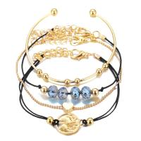 alliage de zinc Set de bracelet, bracelet & Bracelet, avec 2inch chaînes de rallonge, Placage de couleur d'or, 4 pièces & réglable & chaîne à billes & pour femme Environ 8 pouce Vendu par lot
